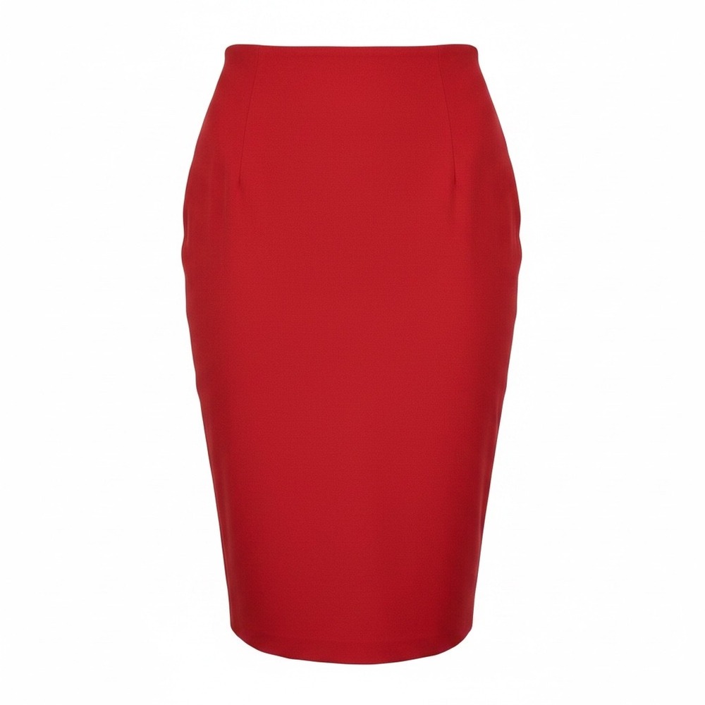 Laura Scott Woman Red Pencil Skirt‎ Plus 1X High Waisted Midi Back Vent 11707
